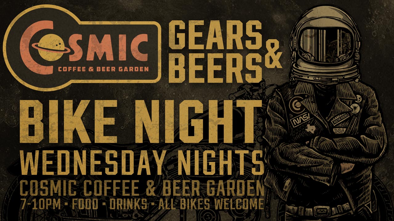 Cosmic Coffee Gears and Beers Bike Night